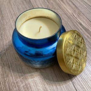 Anthropologie Blue Capri Volcano Jar Candle.